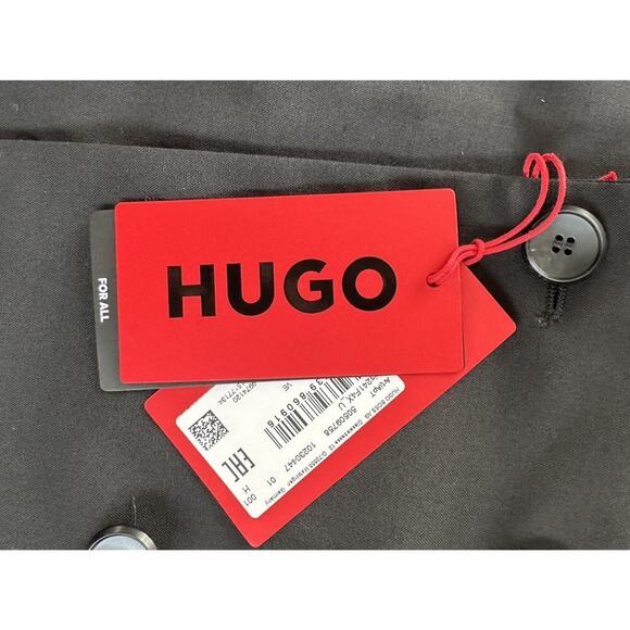 NWT Hugo Double Breasted Button Suit Jacket Size Medium Men’s Black Flame Detail - Picture 4 of 10